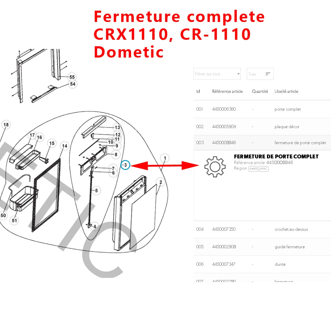 Fermeture complète porte noir CRX1110 CR-1110 Dometic Accessoires Outdoor Liberté Mouvement