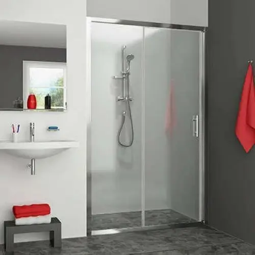 Porte de douche coulissante, profilé 2 éléments (1 coulissant et 1 fixe), largeur 1000 mm hauteur 1900 mm, profilé argent poli, verre Clair traité Anticalcaire – EQUI (ROTH) - Saldi Straordinari – Offerte Speciali Disponibili Adesso
