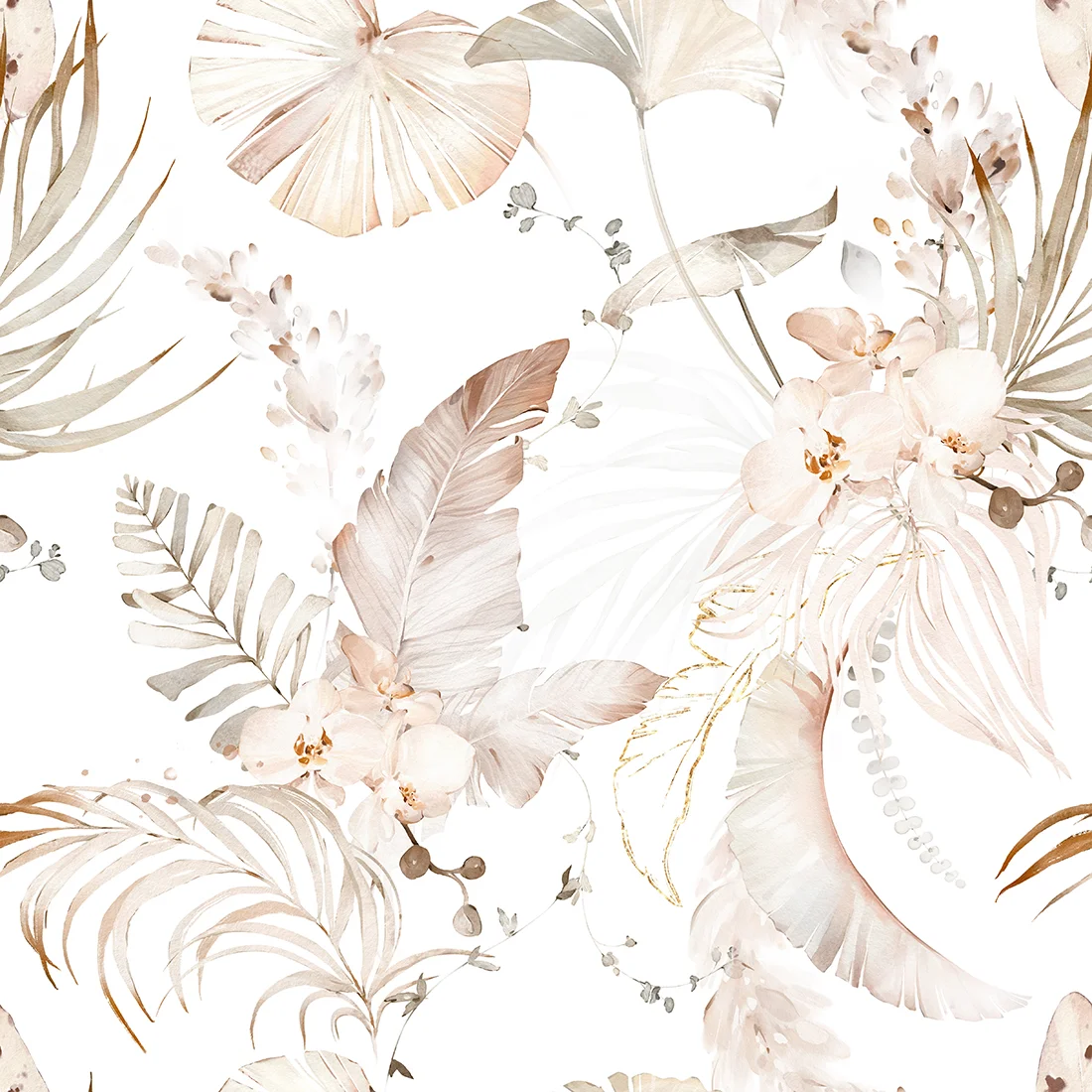 Papier peint Feuilles et fleurs - Saldi Straordinari – Offerte Speciali Disponibili Adesso - papier peint panoramique papier feuille fleur