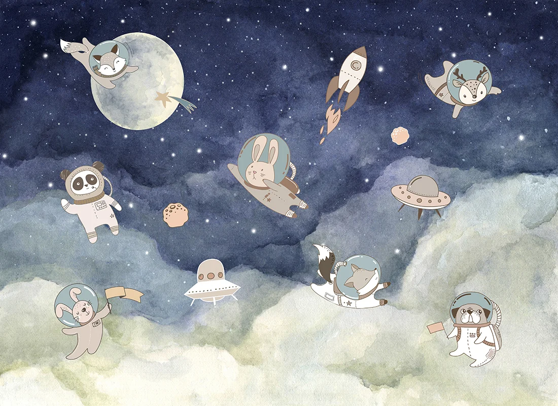 Papier fête peint Les animaux dans l’espace - Saldi Straordinari – Offerte Speciali Disponibili Adesso
