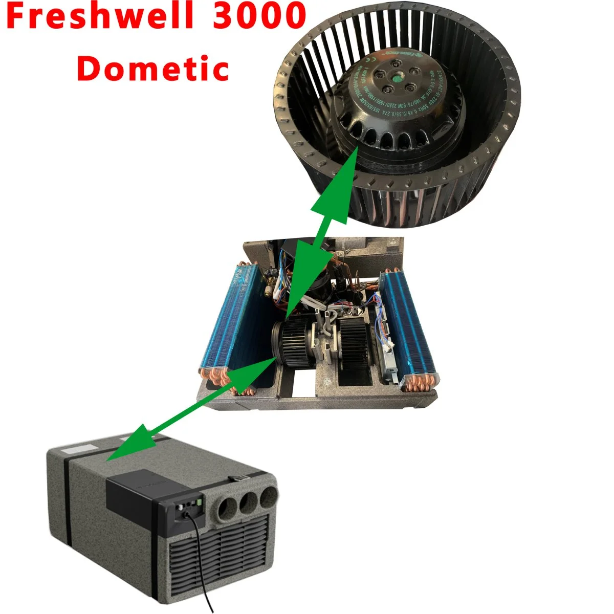 Dometic ventilateur du condensateur pour Freshwell 3000, FW3000-B – DISPONIBLE - Accessoires Outdoor pour Plus de Liberté de Mouvement Condensateur permanent 8 µF à cosses pour moteur électrique ou pompe