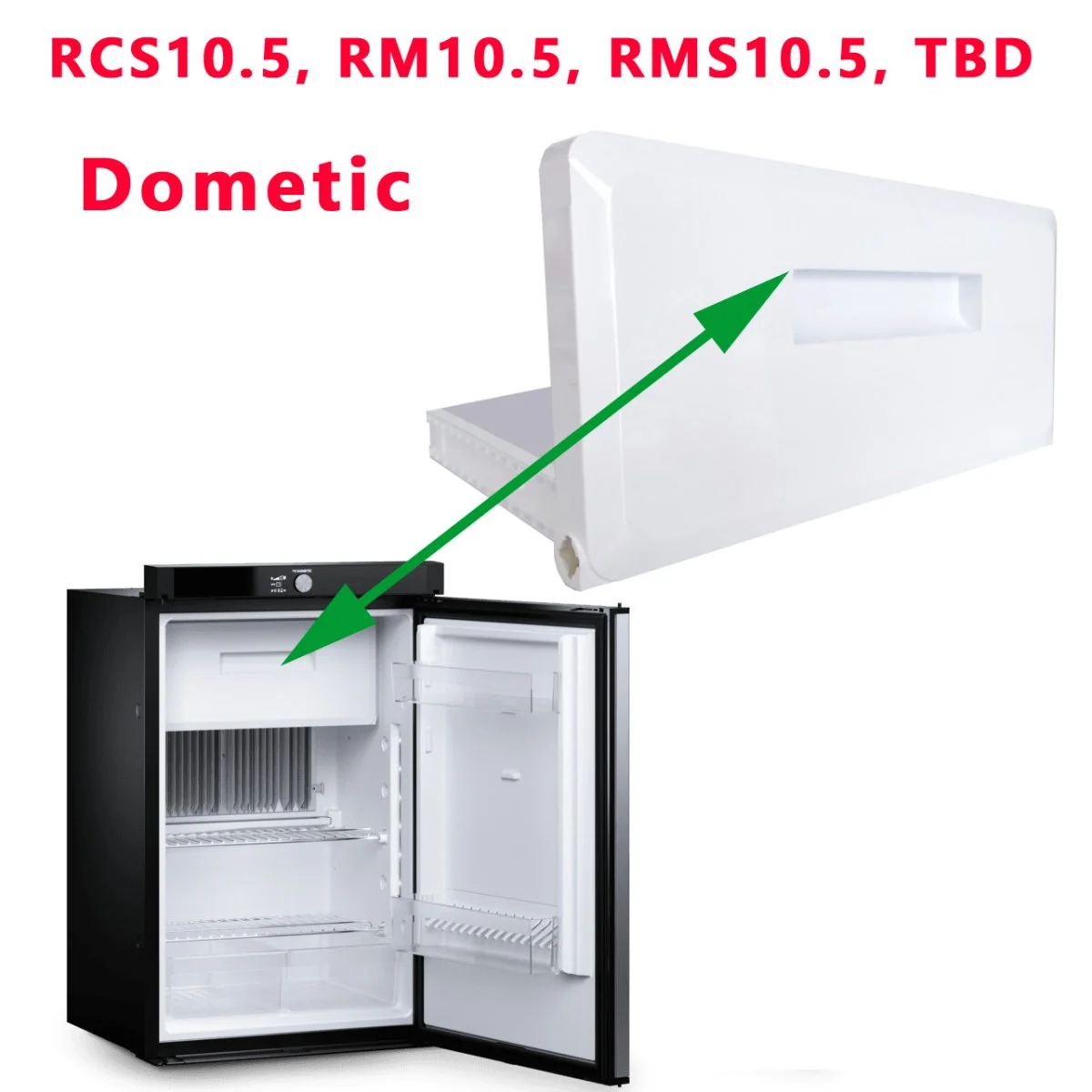 Porte complète du freezer avec ses charnieres des réfrigérateurs RCS10.5, RM10.5, RMS10.5, TBD par Dometic – DISPONIBLE FIN JUILLET 2025 - Accessoires Outdoor pour Plus de Liberté de Mouvement - {'count': 2, 'name': 'Réf'}