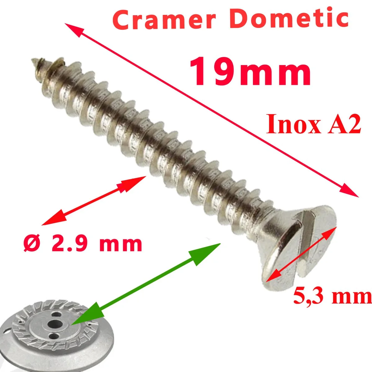 vis A2 brûleur gaziniere CE04 CE06 CE07 CE08 CE09 CE99 COE PICE04 EK2000 K840x436 CE1304 CE1489 Dometic Cramer Accessoires Outdoor Liberté Mouvement