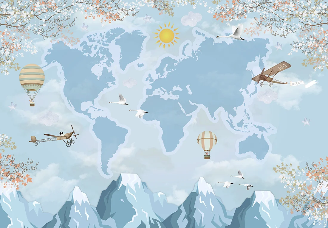 Papier peint Carte du monde au-dessus des sommets des montagnes - Everest Saldi Straordinari – Offerte Speciali Disponibili Adesso