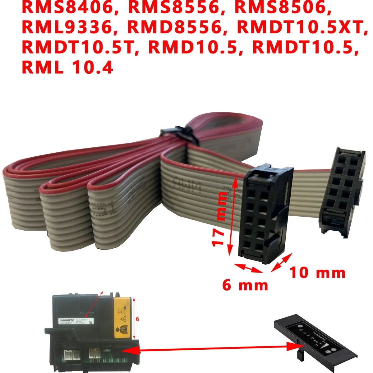 Connection câblage nappe 10 pol, 2 m, du panneau de commande de RMS8406, RMS8556, RMS8506, RML9336 par Dometic - Accessoires Outdoor pour Plus de Liberté de Mouvement Armoire de distribution Cnsdi MCB, panneau de câblage électrique avec  assemblage de panneau de barres