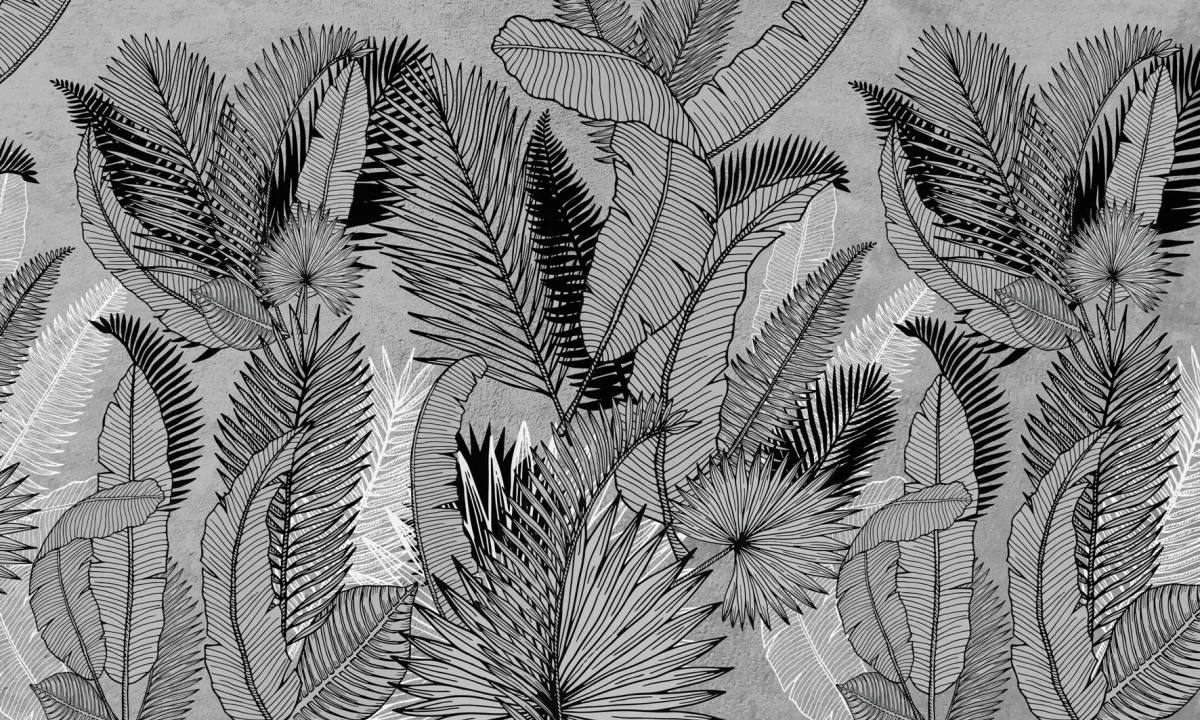 Papier peint Feuilles sur fond gris - Saldi Straordinari – Offerte Speciali Disponibili Adesso léger