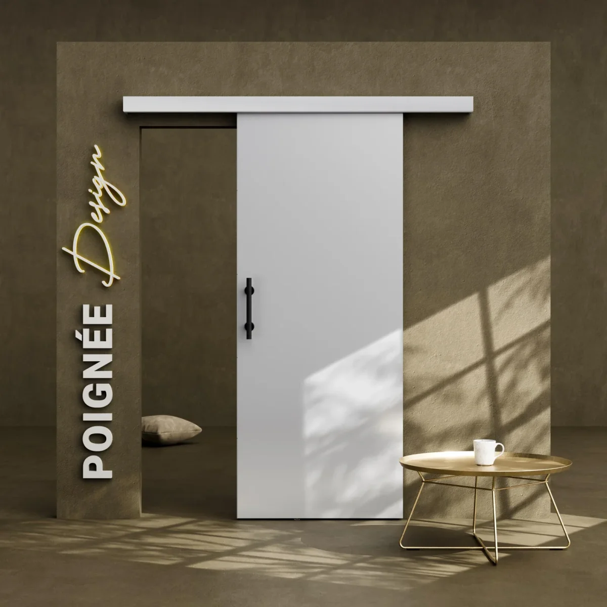 Porte Coulissante avec Rail + Poignée Verticale – Laquée Blanche 83 cm - Vins Rouges Harmonieux pour Chaque Occasion - {'count': 1, 'name': 'Argent'}