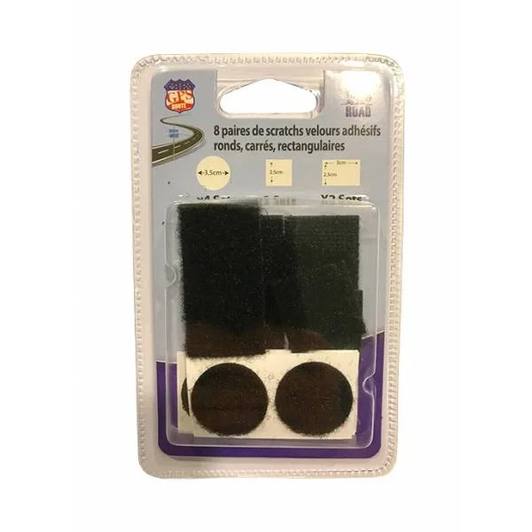 Velcro 8 paires de scratch velours ahesifs, ronds, carrés, Velcros rectangulaires - Accessoires Outdoor pour Plus de Liberté de Mouvement