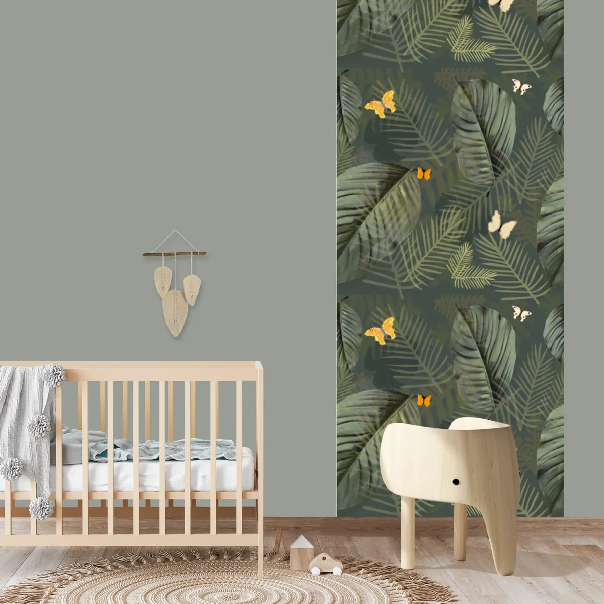 papier peint tropicale Feuillages papillons Boutique Bébé Ligne Soins Jouets Articles Maison