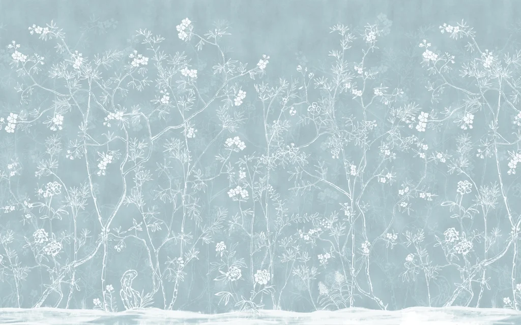 Papier peint Fleurs Aqua délicates en bleu - Saldi Straordinari – Offerte Speciali Disponibili Adesso