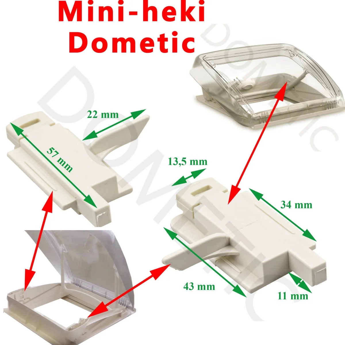 Cliquet Mini Heki, BG1726 de couleur crème pour lanterneau par Dometic - Accessoires Outdoor pour Plus de Liberté de Mouvement - {'count': 4, 'name': 'Solaire'}
