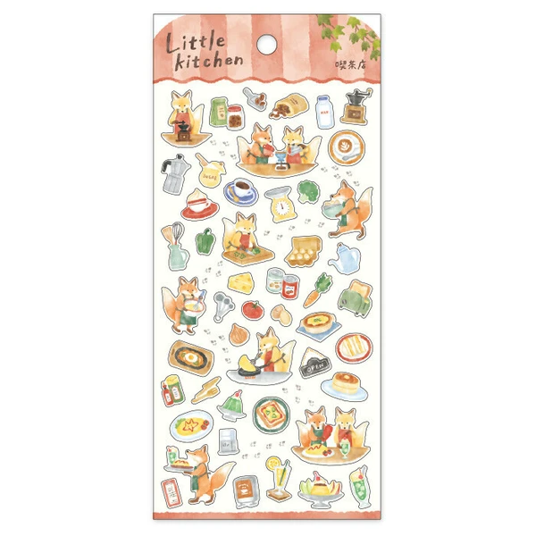 Stickers Little Kitchen Renards - Organisation de la maison avec gris des solutions de rangement
