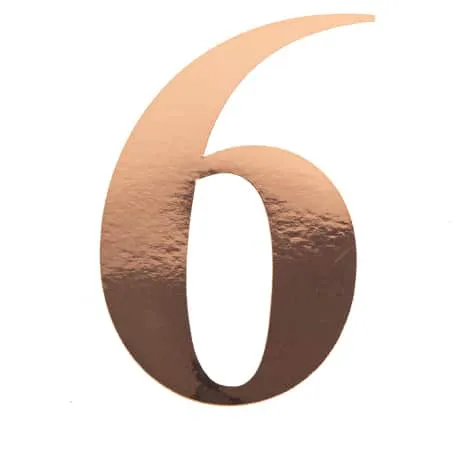 Stickers Romain « 6 » Rose gold - ​Boulangerie-Pâtisserie | Pain au Levain & Viennoiseries