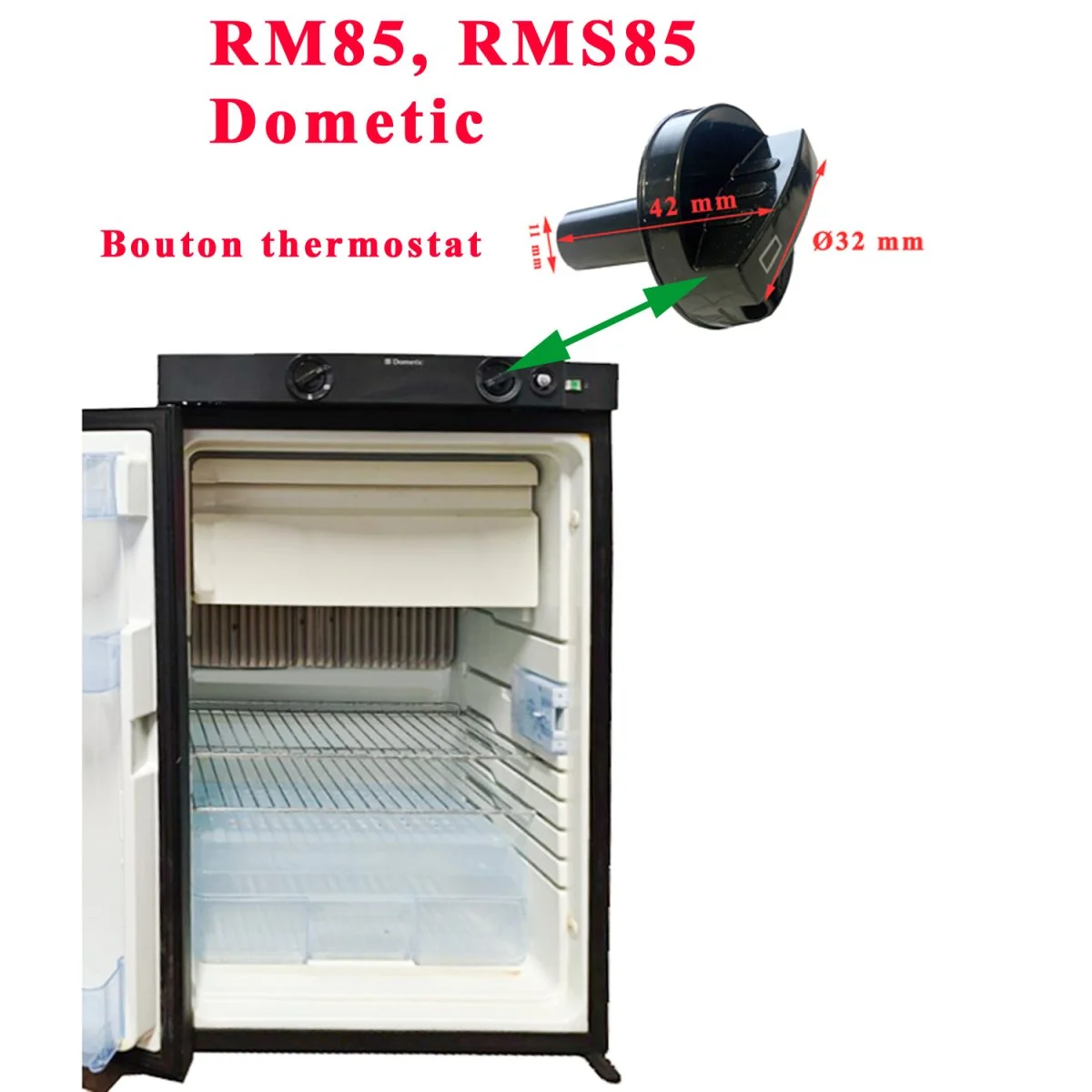 Dometic, bouton rotatif thermostat noir pour RMS8500, RMS8550, RM8550, RM8500 - Accessoires Chauffage Outdoor pour Plus de Liberté de Mouvement