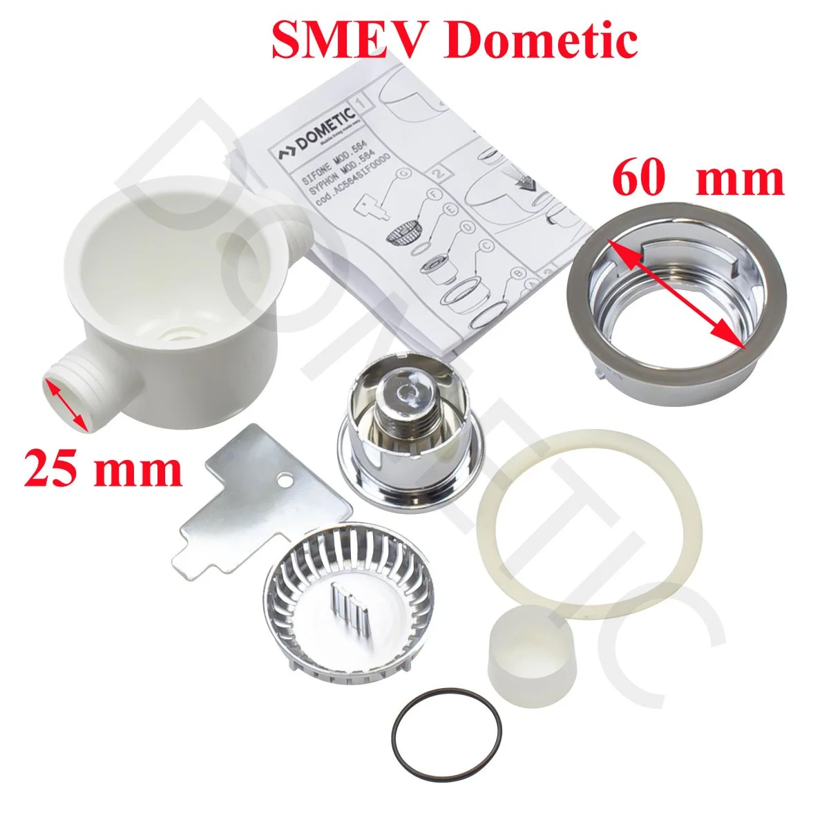 Siphon SMEV pour un trou d’évier Ø 60 mm, et Ø tuyau 25 mm - Accessoires Elipso Outdoor pour Plus de Liberté de Mouvement