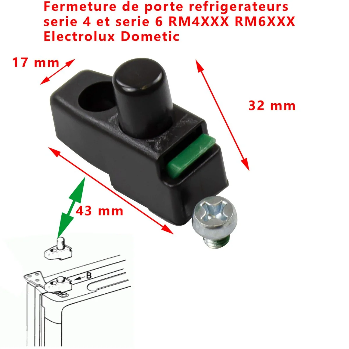 Electrolux Fermeture porte noir serie serie RM4XXX RM6XXX Dometic Accessoires Outdoor Liberté Mouvement