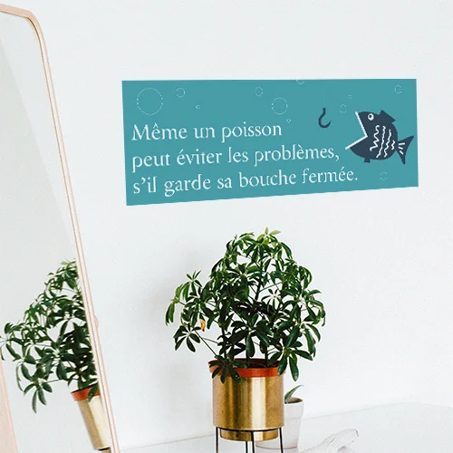 Sticker citation texte mural “même un poisson…” - Saldi Straordinari – Offerte Speciali Disponibili Adesso - 1er avril citation texte poisson…”
