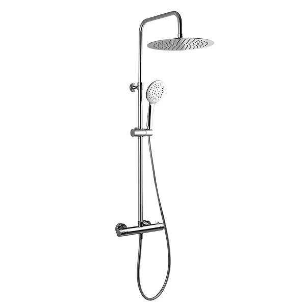 Colonne de douche tête plate PALOMA - Accessoires Outdoor pour Plus de Liberté de Mouvement Colonne de douche thermostatique hydromassante 4 buses avec tablette, pomme  de tête, douchette 3 jets et flexible, verre blanc, Valentin Nautilus |  Castorama
