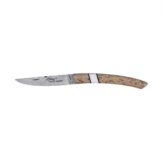 Couteau pliant LE THIERS lame 12 cm manche Bouleau insert Corne – Au Sabot - Édition Limitée – L’Art de la Table Française en Promotion ! - {'count': 1, 'name': 'BOIS'}