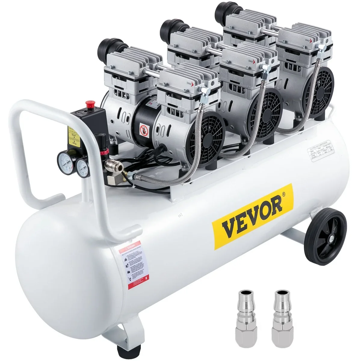 VEVOR Compresseur d'air silencieux sans huile 22 gallons 80 l air comprimé silencieux avec 2 manomètres pour réparation domestique, nettoyage du chauffage au sol, peinture en tôle - Tout pour Créer des Expériences Mémorables en Extérieur - {'count': 1, 'name': 'différentiel'}