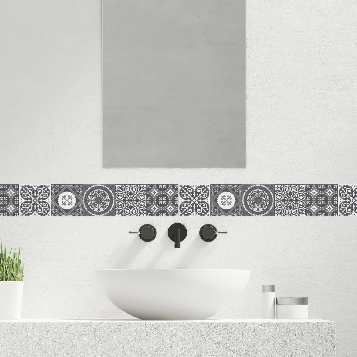 Frises – Carreaux de ciment noir – 10 x 300 cm - Saldi Straordinari – Offerte Speciali Disponibili Adesso - frise murale frise carreau ciment cm