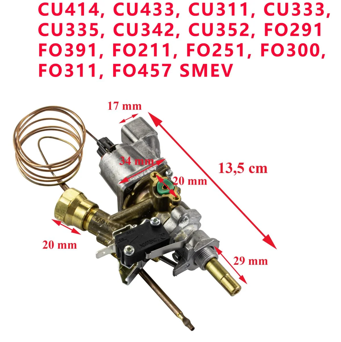SMEV thermostat gaz pour CU414, CU433, CU311, CU333, CU335, CU342, CU352, FO291; FO391, FO211, FO251, FO300, FO311, FO457 - Accessoires Outdoor pour Plus de Liberté de Mouvement - {'count': 1, 'name': 'Cosmi'}
