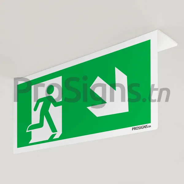 Panneau suspendu E002/A135 – Sortie de secours (droite) - Saldi Straordinari – Offerte Speciali Disponibili Adesso Signalisation incendie, Signalisation évacuation, Signalisation - Cordia