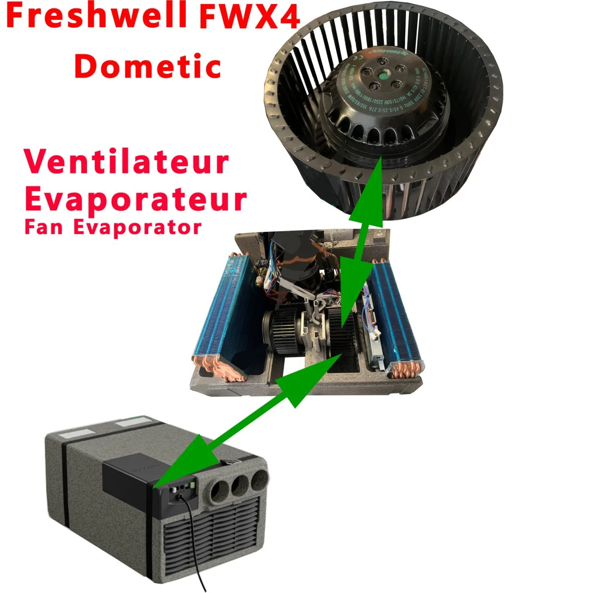 Ventilateur MT296 de l’evaporateur pour Freshwell FWX4 par Dometic - Accessoires Outdoor pour Plus de Liberté de Mouvement