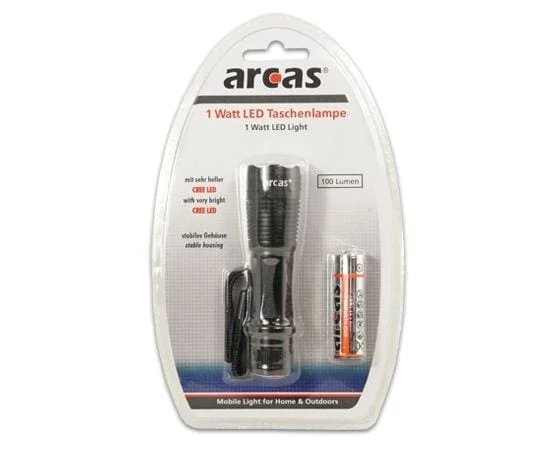 Arcas lampe de poche 1Watt Cree Led - Saldi Straordinari – Offerte Speciali Disponibili Adesso Lampe de poche LED-Cree 3 watts avec 3 modes d'éclairage, 150 lm,  focalisable