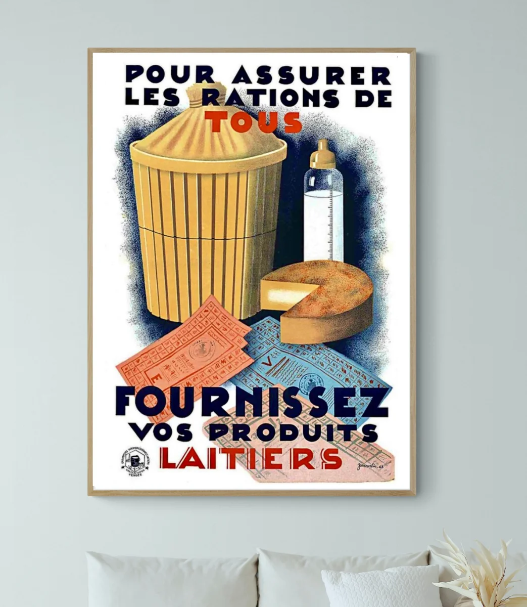 Affiche Rations produits Laitiers Vins Rouges Harmonieux Occasion