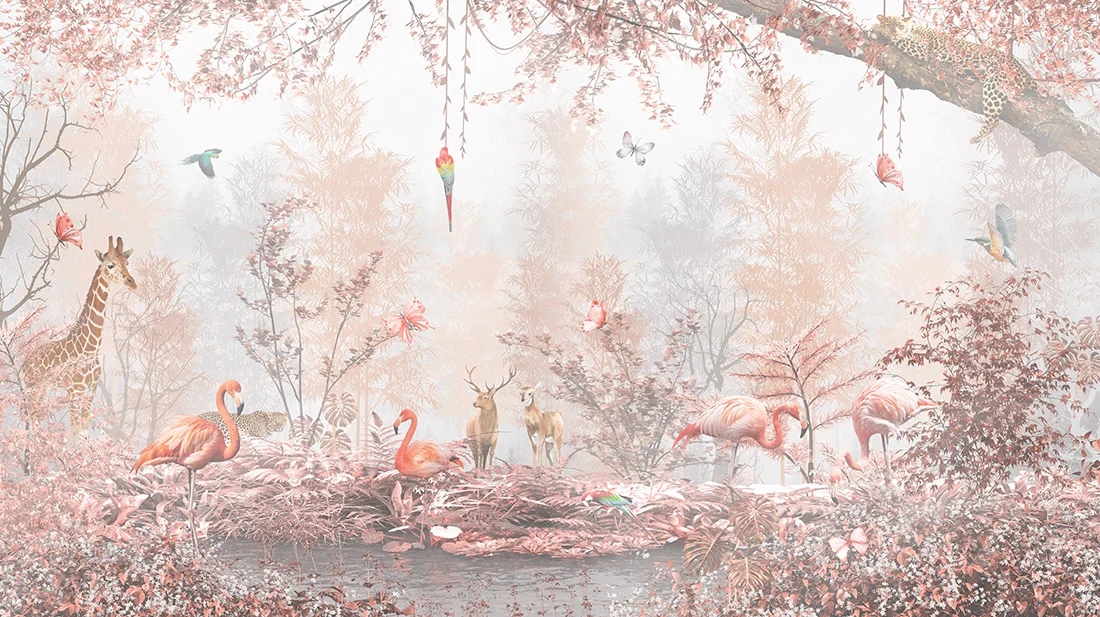 Papier peint Jardin paradisiaque avec animaux - Saldi Straordinari – Offerte Speciali Disponibili Adesso - Jardin secret