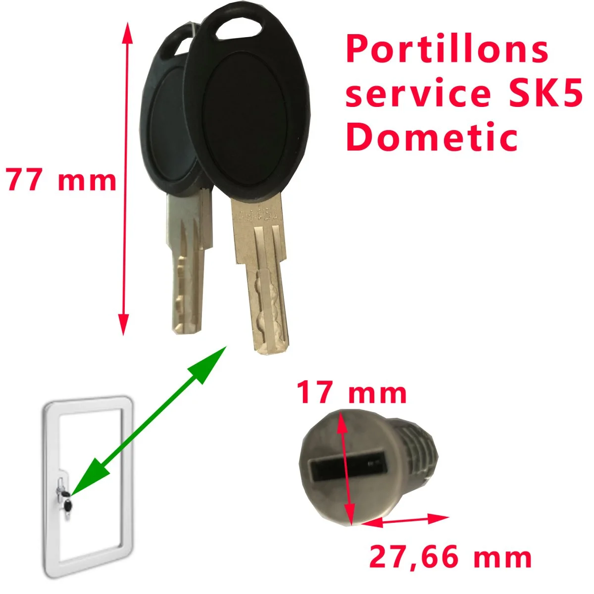 Dometic, barillet et deux clefs du portillons service SK5 pour camping-car - Accessoires Outdoor pour Plus de Liberté durable de Mouvement