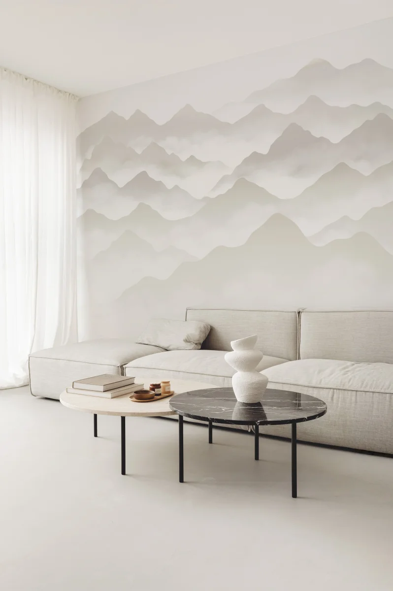 Nº642 – monochrome Papier Peint – Sommets dans la brume - Saldi Straordinari – Offerte Speciali Disponibili Adesso
