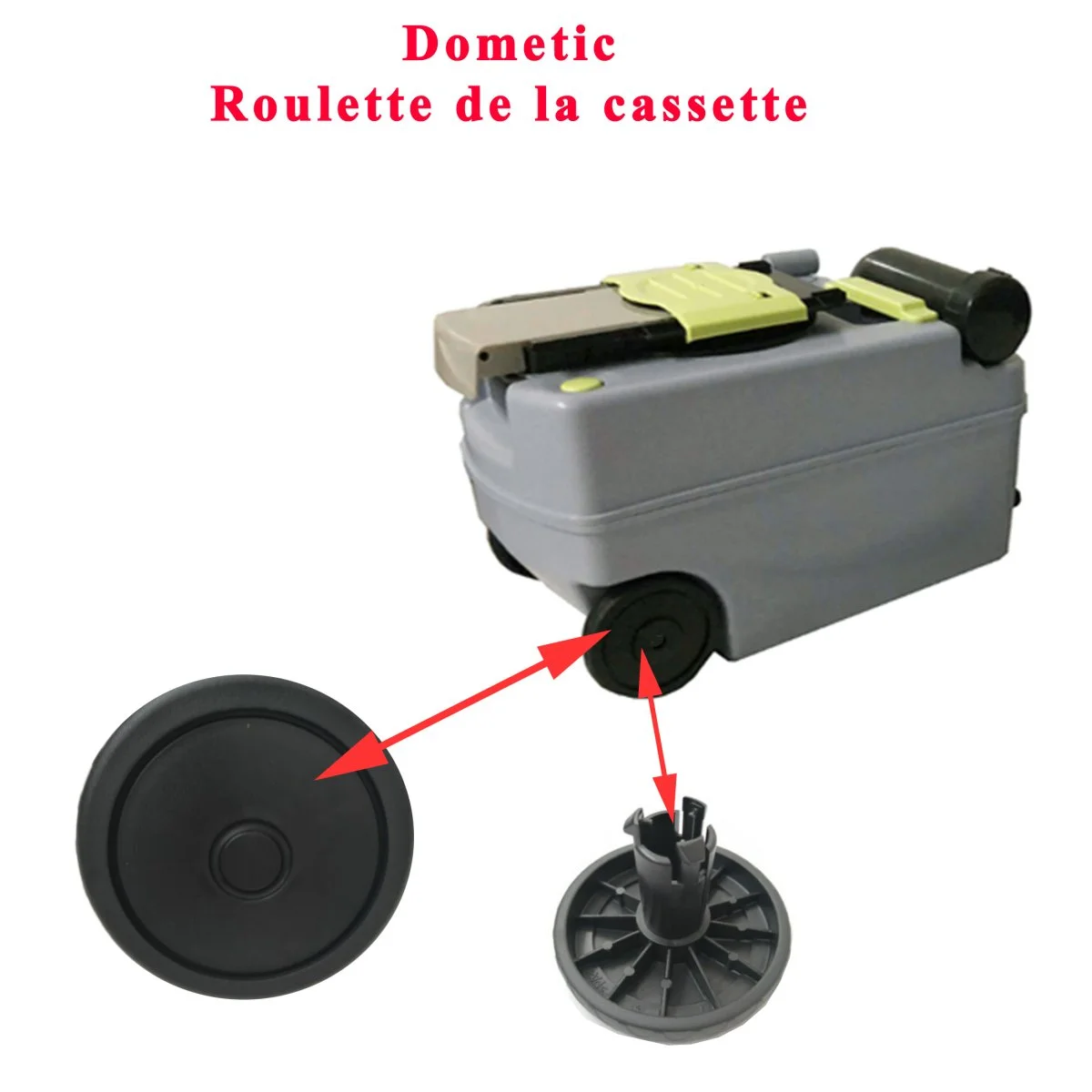 Paire de roulette de la Cassette Dometic pour toilette CT, CTLP, CTS et CTW - Accessoires Outdoor pour Plus de Liberté de Mouvement Kit Roues et Axe Thetford pour cassettes C2/C3/C4/C200 - Pièce d'origine  200640-142