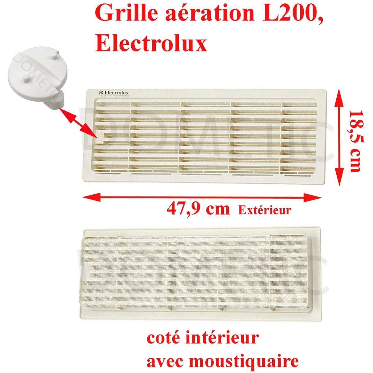 Electrolux, une grille d’aération ou de ventilation L200 beige des réfrigérateurs camping-car, de dimensions 47,90 cm x 18,52 cm - Accessoires Outdoor pour Plus de Liberté de Mouvement Grille frigo à ventilateurs VITRIFRIGO - aération 12V frigo à absorption  camping-car - H2R Equipements