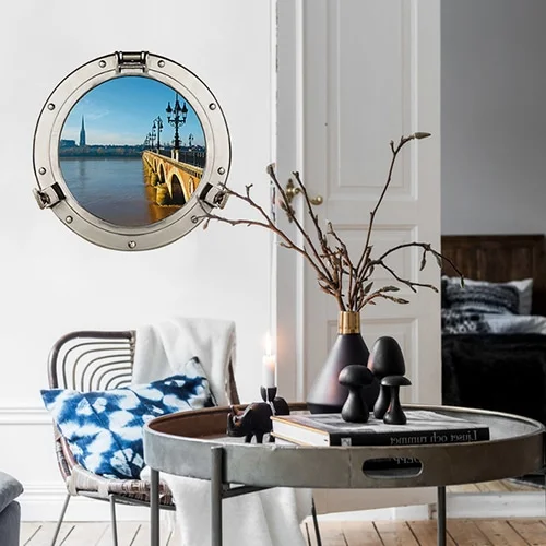 Sticker Fausse fenêtre hublot de bateau coulissante Pont de Pierre - Saldi Straordinari – Offerte Speciali Disponibili Adesso