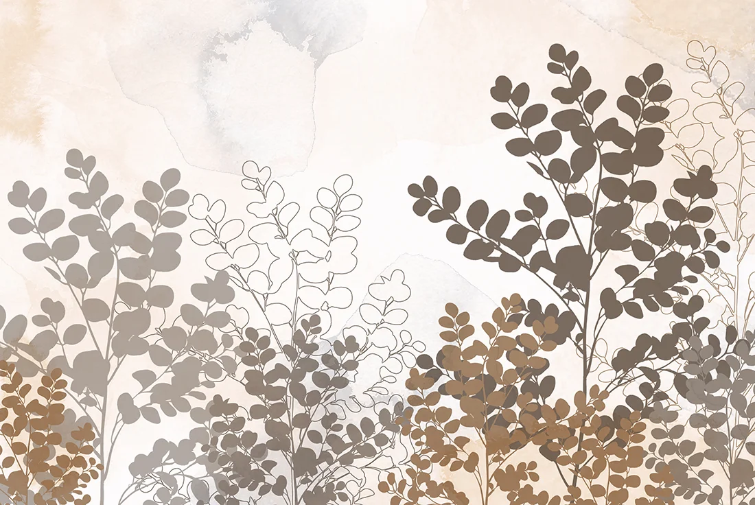 Papier peint Branches de feuilles en marron - Saldi Straordinari – Offerte Speciali Disponibili Adesso - De soie