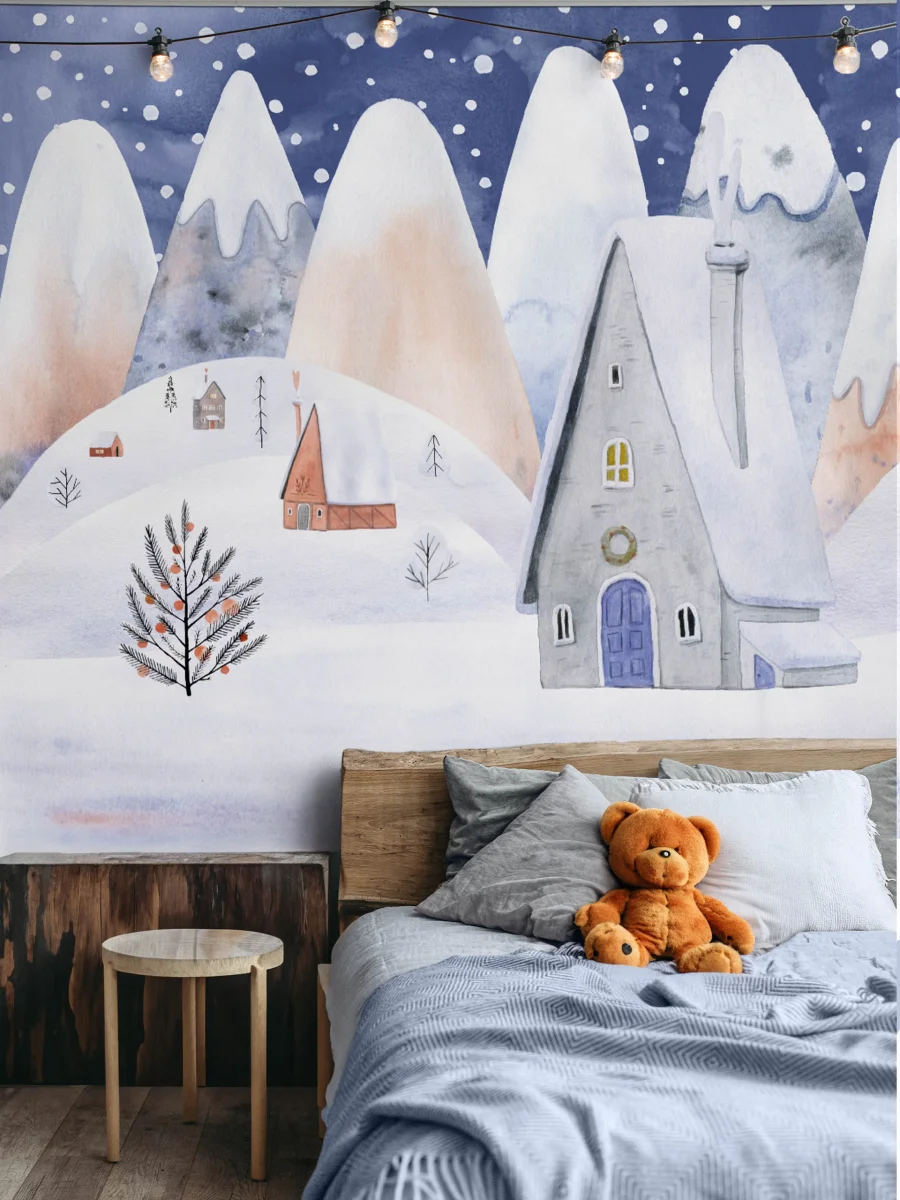 Nº513 – Papier Peint – Village Enneigé - Saldi Straordinari – Offerte Speciali Disponibili Adesso - {'count': 1, 'name': 'Lokta'}