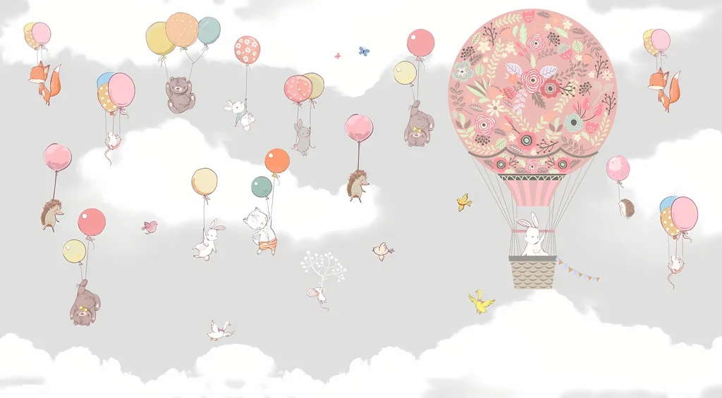 Papier peint Vol des ballons roses - Saldi Straordinari – Offerte Speciali Disponibili Adesso - hot air papier vol ballon