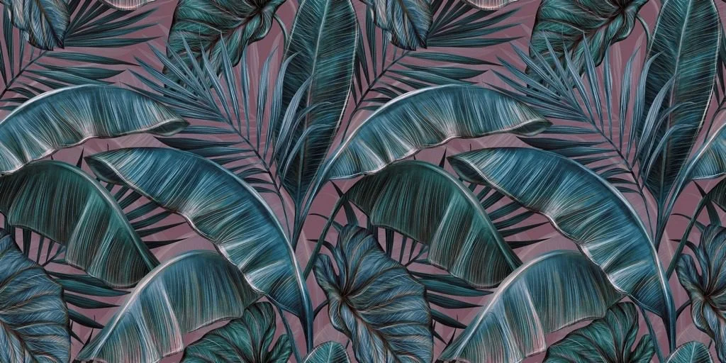 murale Feuilles exotiques bleues Saldi Straordinari Offerte Speciali Disponibili Adesso