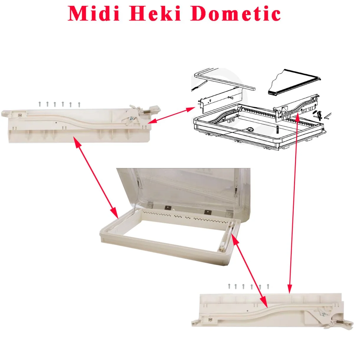 Dometic, paire des cotées des fixations des compas pour les Midi-Heki - Accessoires Outdoor pour panneaux Plus de Liberté de Mouvement