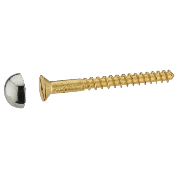 Fixations WC vis à bois laiton 6x60 mm caches têtes chromés BOIS x2 - Accessoires Outdoor pour Plus de Liberté de Mouvement