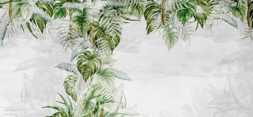 Papier Peint Colonne Exotique Verte - Saldi Straordinari – Offerte Speciali Disponibili Pâle Adesso