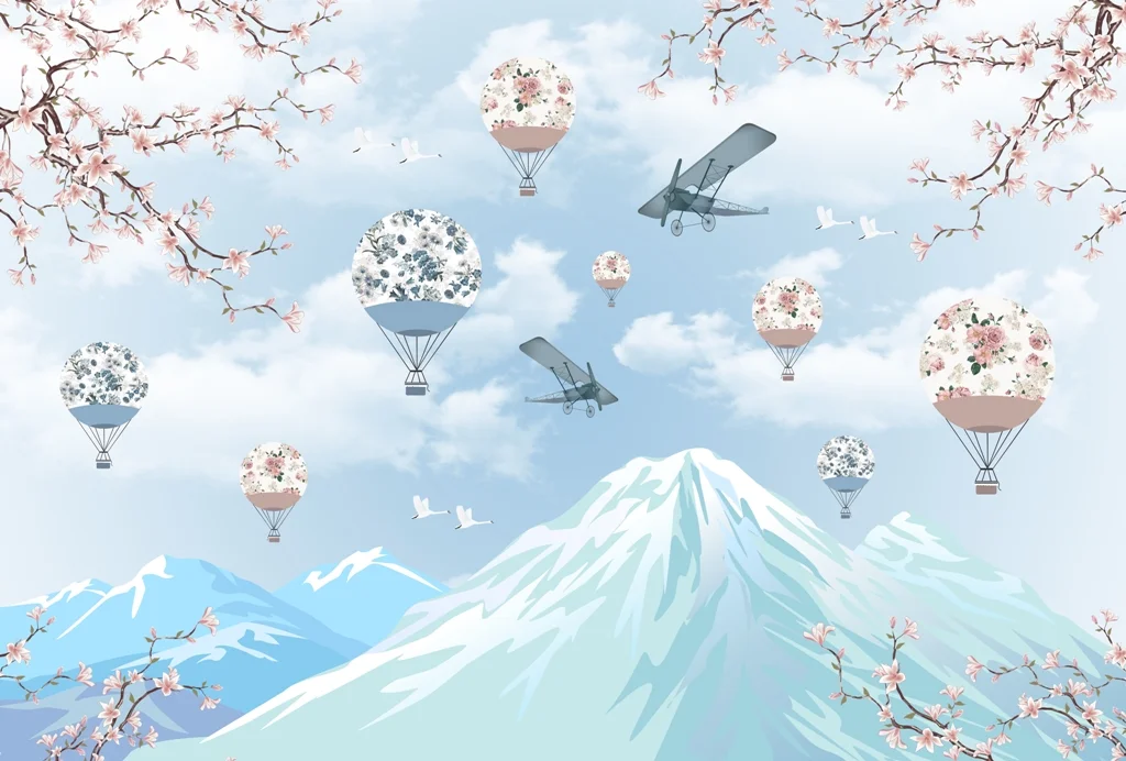 Papier peint Ballons et avions au pays du soleil levant - Saldi Straordinari – Offerte Speciali Disponibili Adesso - Poster