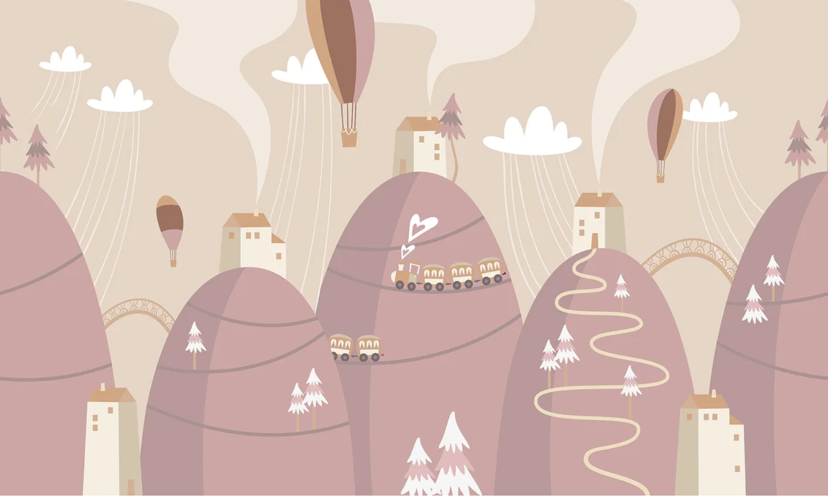 Papier peint Village de la Montagne Rose - Saldi Straordinari – Offerte Speciali Disponibili Adesso - papier peint panoramique papier village montagne