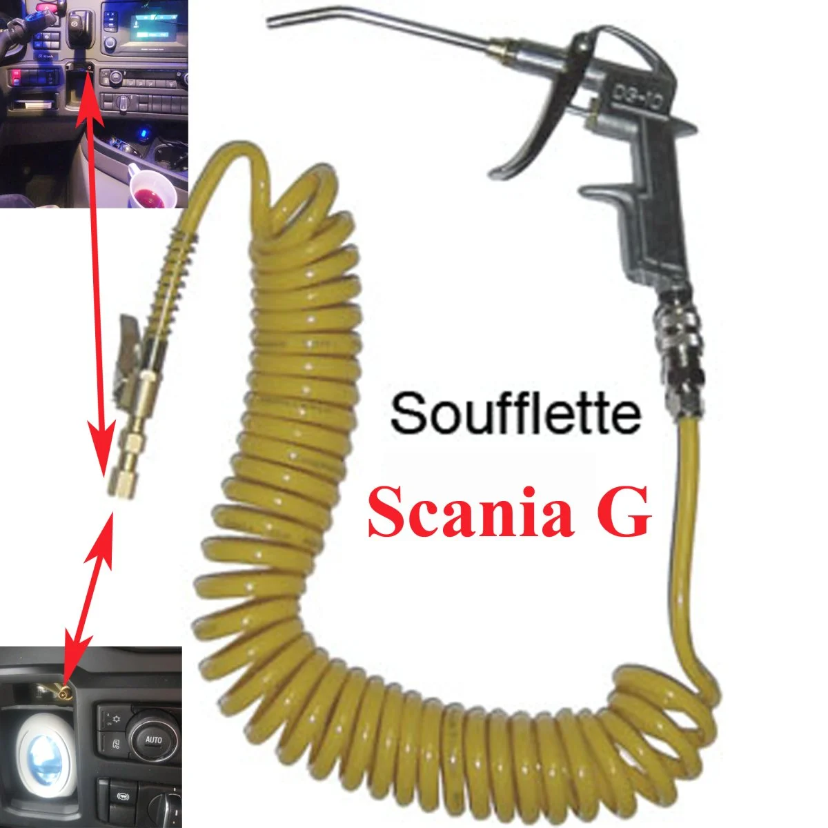 Soufflette air pro avec raccord à visser pour Scania G de 2014 à 2022 - Accessoires Outdoor pour Plus de Liberté de Mouvement KIT SOUFFLETTE ROUGE UNIVERSEL