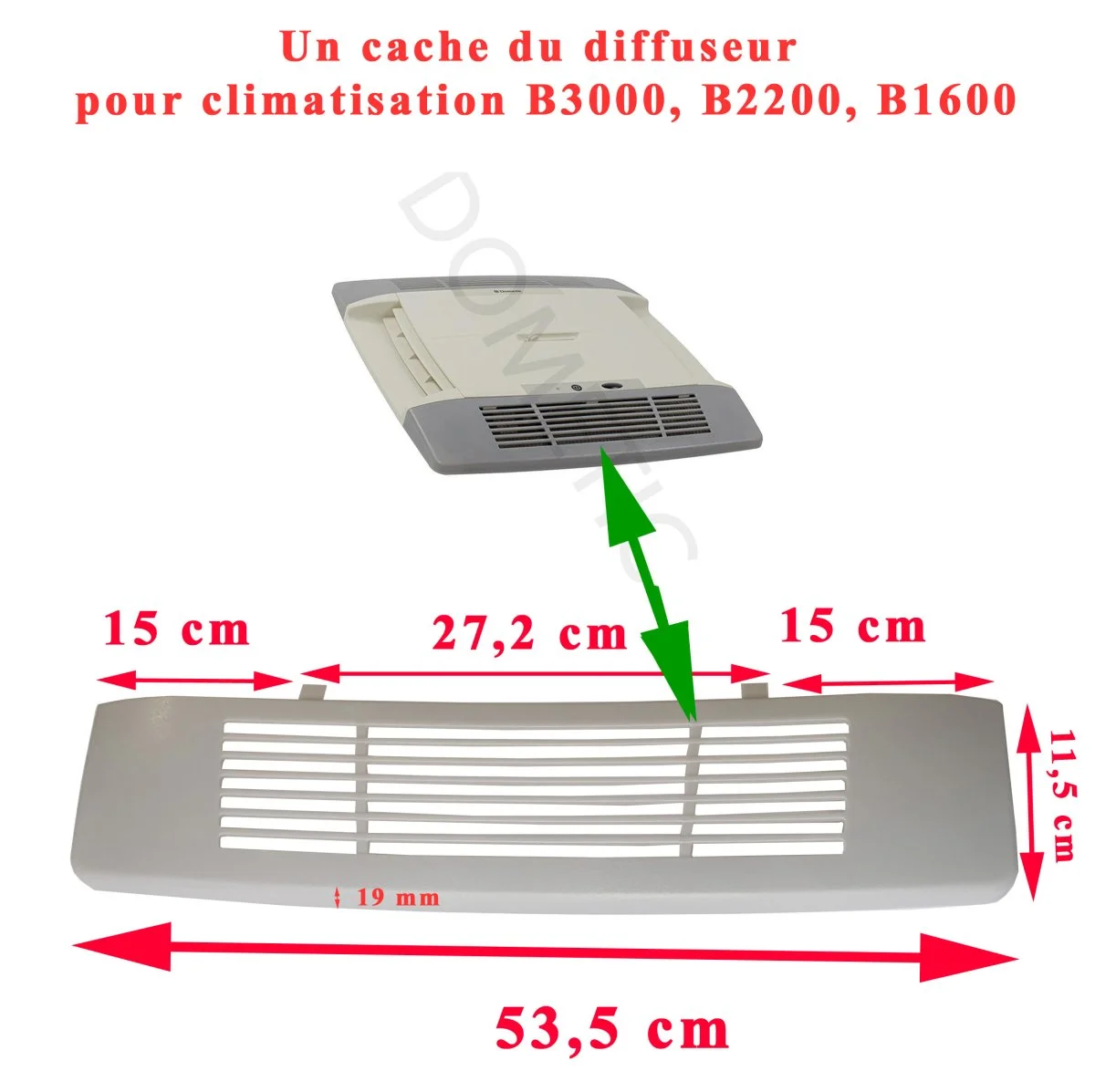 Un cache gris sur les cotées du diffuseur pour climatisation B3000, B2200, B1600 par Dometic - Accessoires Outdoor pour Plus de Liberté de Mouvement Climatisation Fujitsu Atlantic Unité Intérieure ASYG12KETF-B Gris